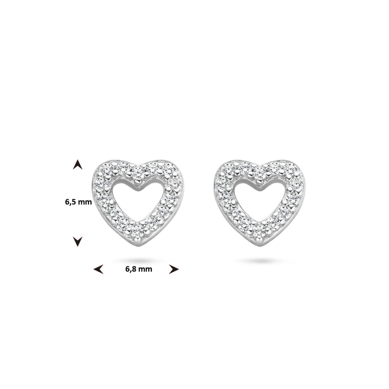 vDam Oorknoppen Hartje Zirkonia Zilver Gerhodineerd 1334794