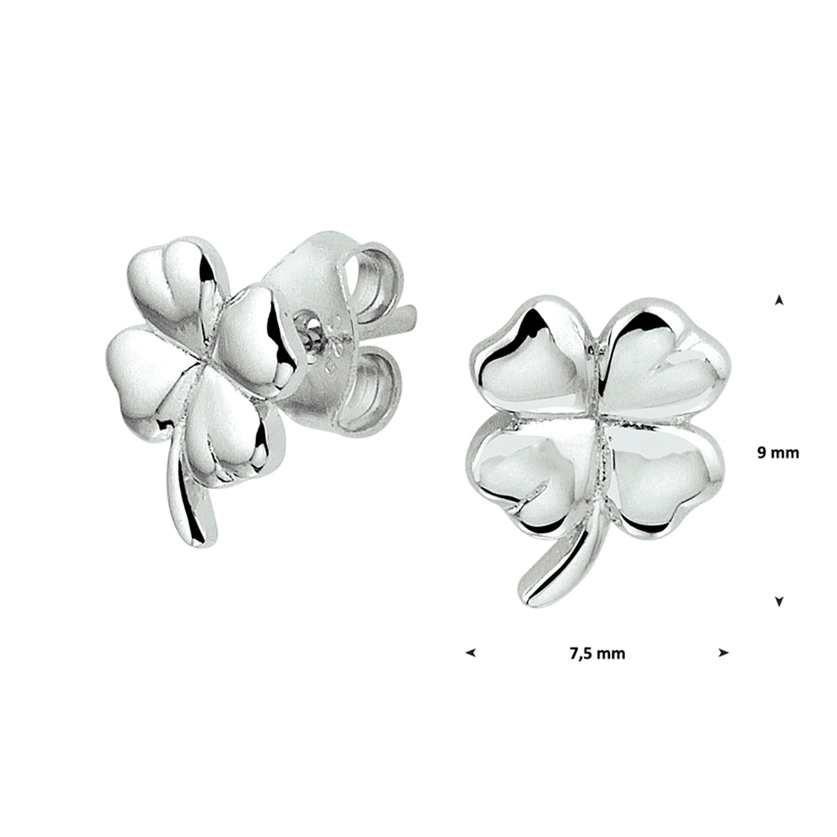 vDam Oorknoppen Klaver Zilver Gerhodineerd 1328892