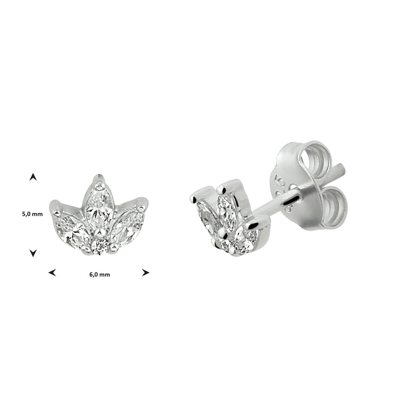 vDam Oorknoppen Lotus Zirkonia Zilver Gerhodineerd 1333474