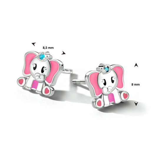 vDam Oorknoppen Olifant Blauw Zirkonia Zilver Gerhodineerd 1334489