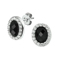 vDam Oorknoppen Onyx En Zirkonia Halo Zilver Gerhodineerd 1325524