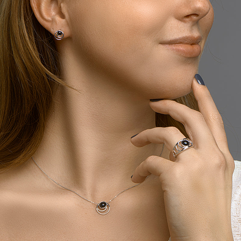 vDam Oorknoppen Onyx Zilver Gerhodineerd 1332520