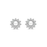 vDam Oorknoppen Parel En Zirkonia 8 Mm Zilver Gerhodineerd 1339699