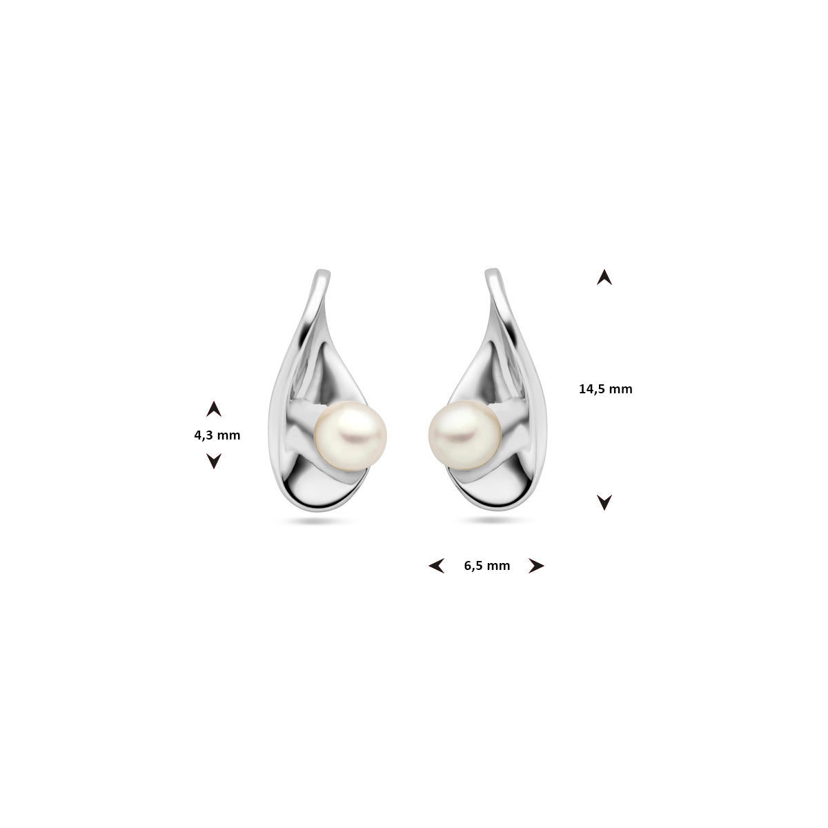 vDam Oorknoppen Parel Zilver Gerhodineerd 1338105