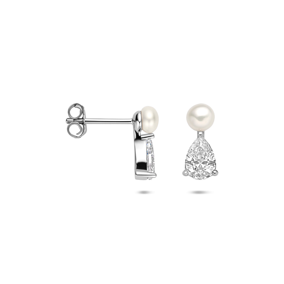 vDam Oorknoppen Parel Zirkonia 12 Mm Zilver Gerhodineerd 1341349