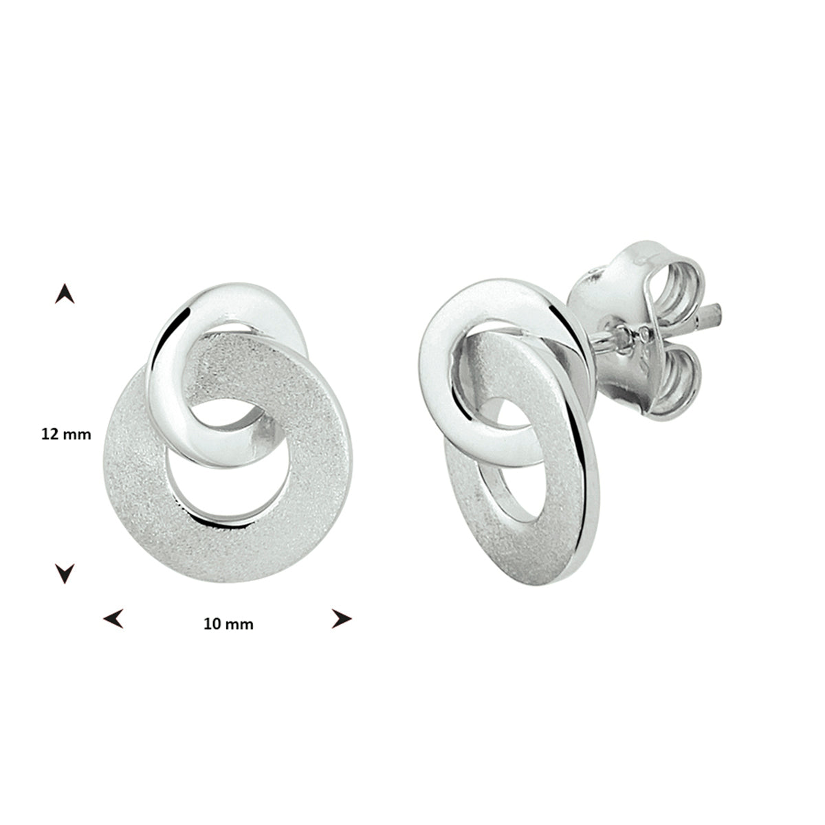 vDam Oorknoppen Rond Poli/mat Zilver Gerhodineerd 1332828