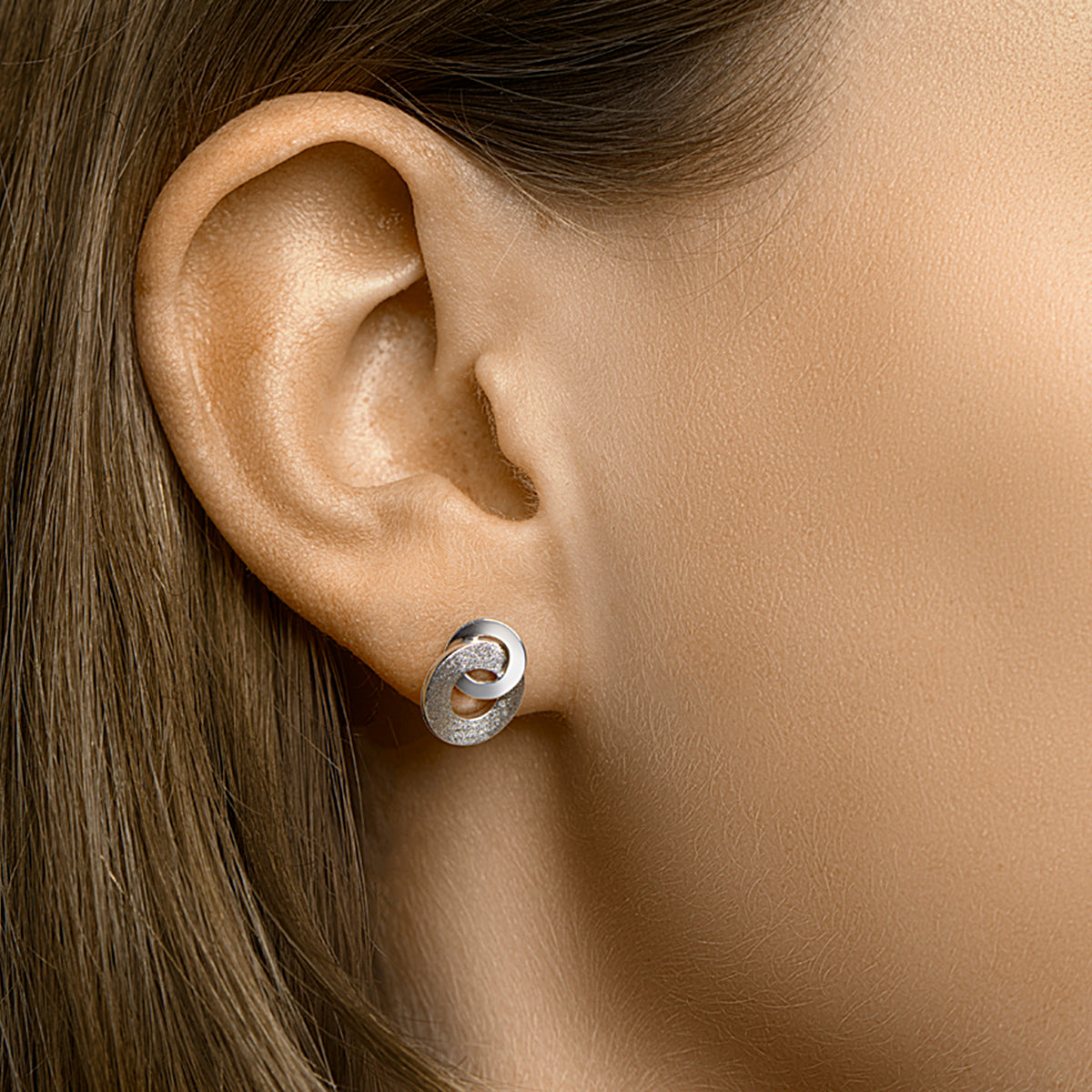 vDam Oorknoppen Rond Poli/mat Zilver Gerhodineerd 1332828