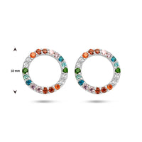 vDam Oorknoppen Rondje Regenboog Zirkonia Zilver Gerhodineerd 1335452