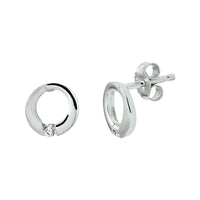 vDam Oorknoppen Rondje Zirkonia Poli/mat Zilver Gerhodineerd 1329928