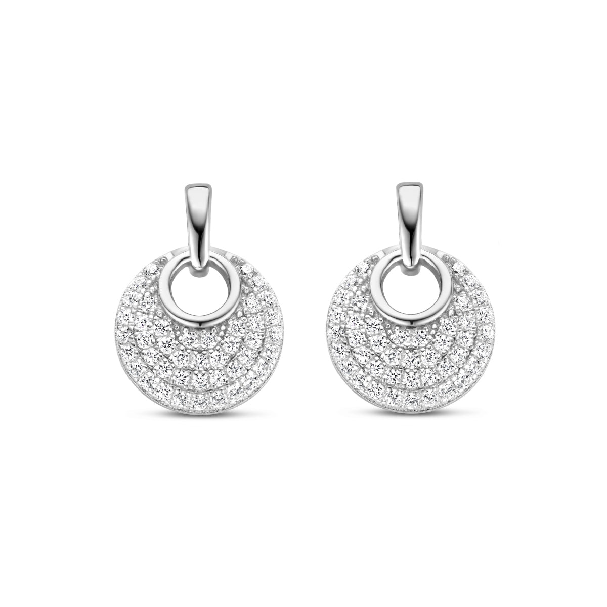 vDam Oorknoppen Rondje Zirkonia Zilver Gerhodineerd 1334774