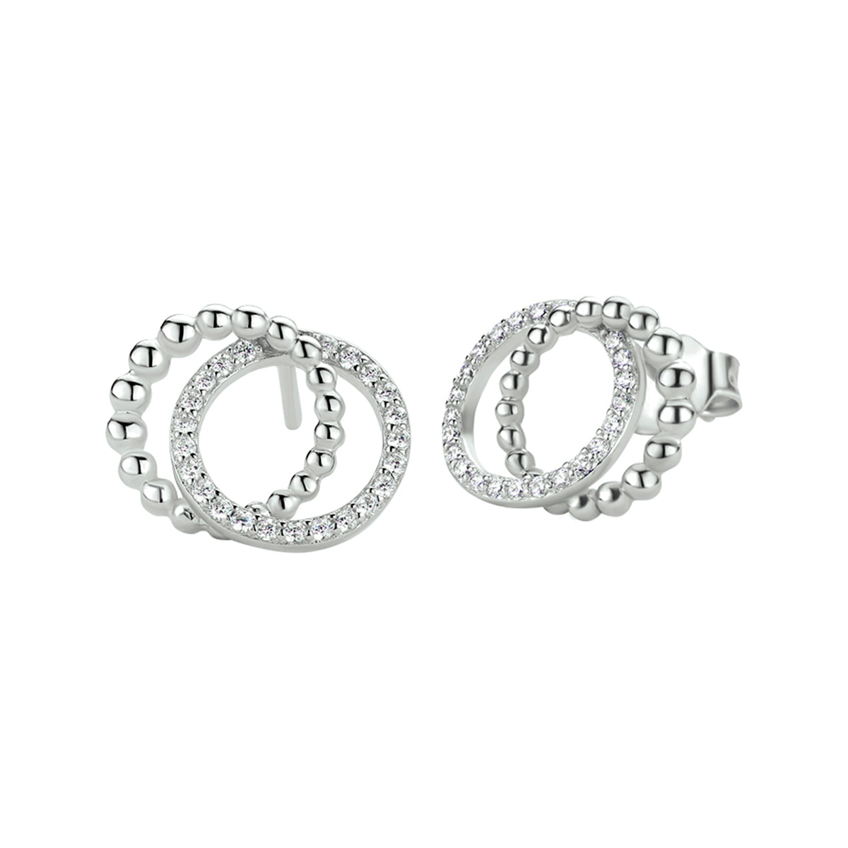 vDam Oorknoppen Rondjes Zirkonia Zilver Gerhodineerd 1329247