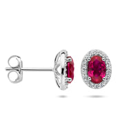 vDam Oorknoppen Rood En Wit Zirkonia Halo Zilver Gerhodineerd 1336146