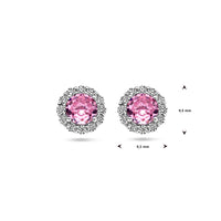 vDam Oorknoppen Roze En Wit Zirkonia Halo Zilver Gerhodineerd 1338729