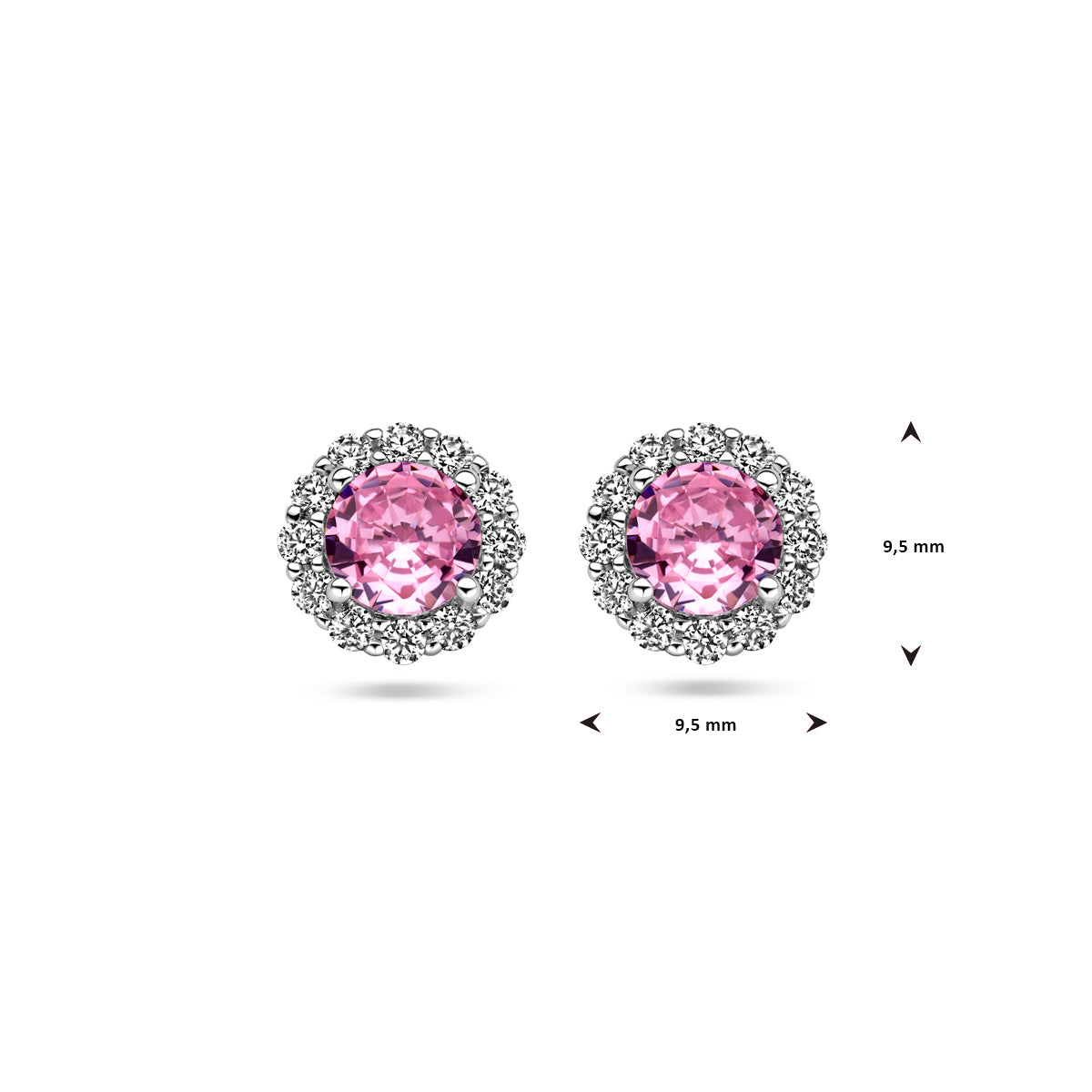 vDam Oorknoppen Roze En Wit Zirkonia Halo Zilver Gerhodineerd 1338729