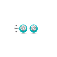 vDam Oorknoppen Turquoise Emaille En Zirkonia Zilver Gerhodineerd 1338938
