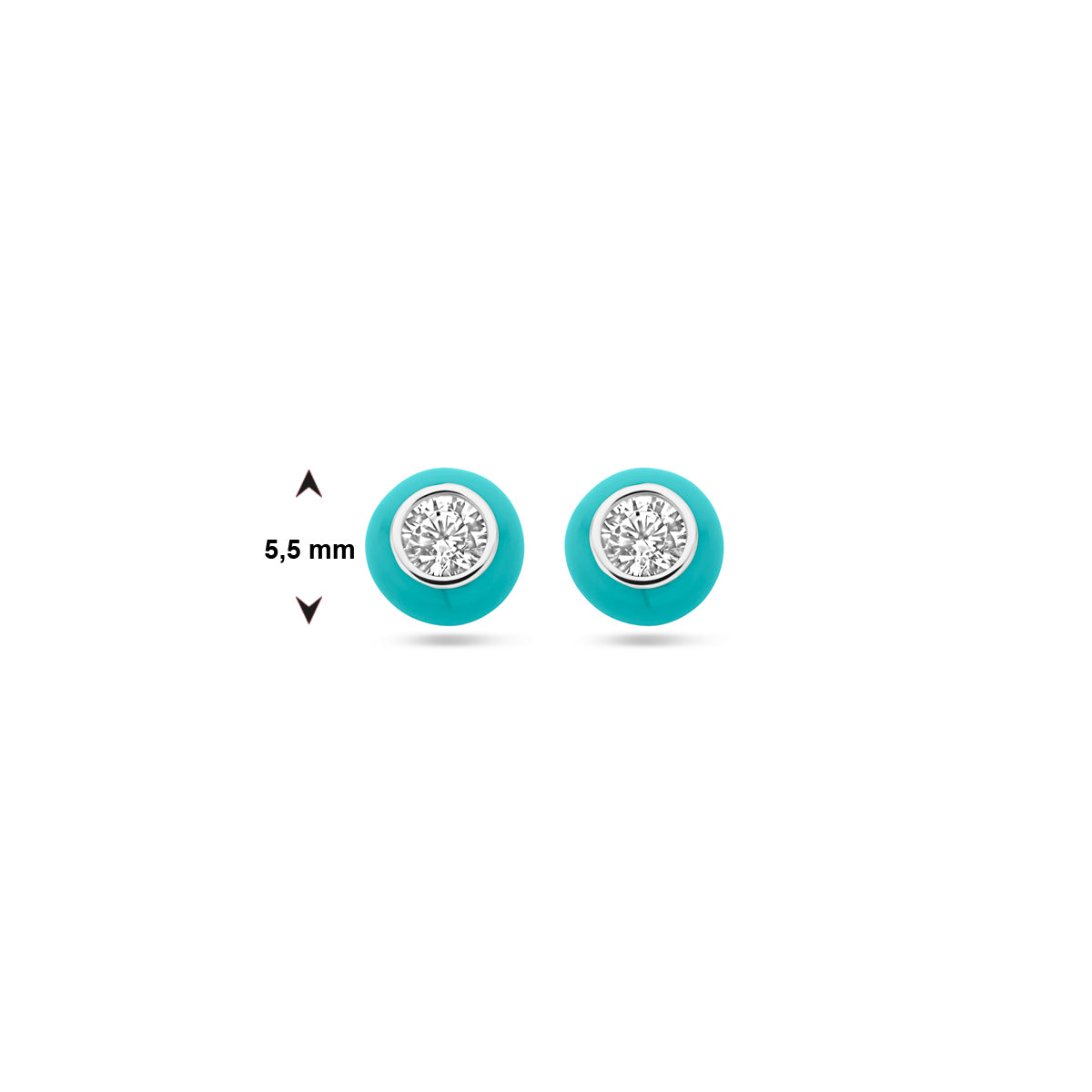 vDam Oorknoppen Turquoise Emaille En Zirkonia Zilver Gerhodineerd 1338938