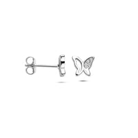 vDam Oorknoppen Vlinder Zirkonia 6,5 Mm Zilver Gerhodineerd 1341350