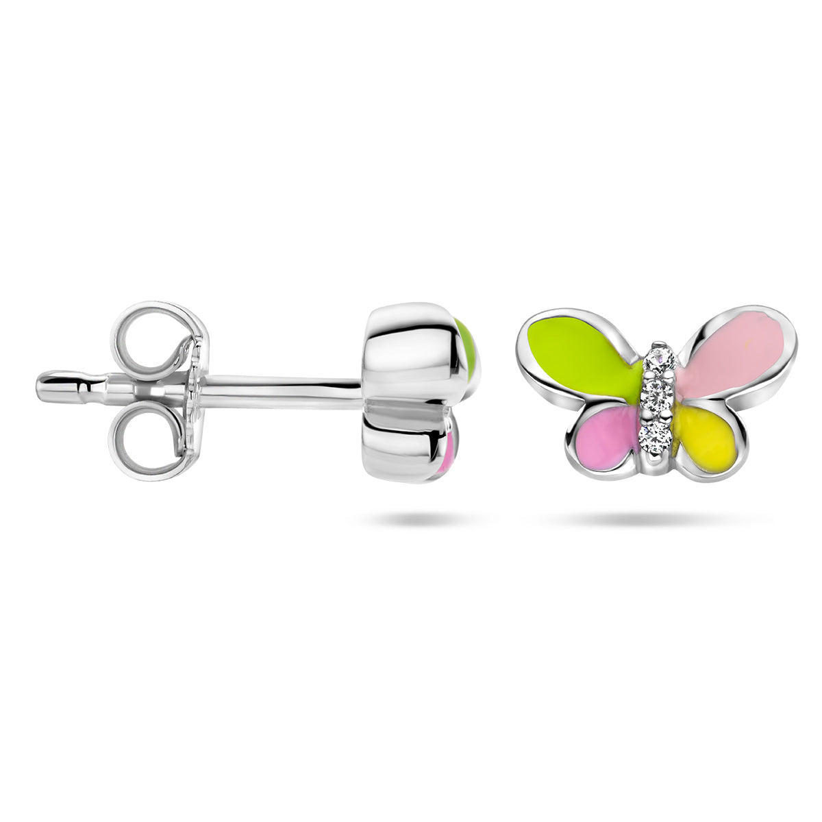 vDam Oorknoppen Vlinder Zirkonia Zilver Gerhodineerd 1336982