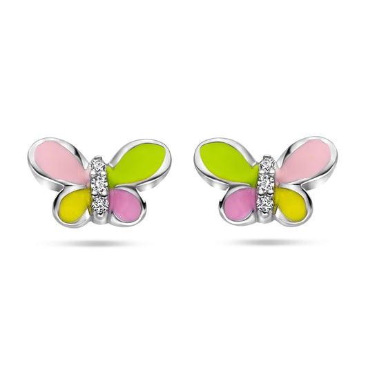 vDam Oorknoppen Vlinder Zirkonia Zilver Gerhodineerd 1336982