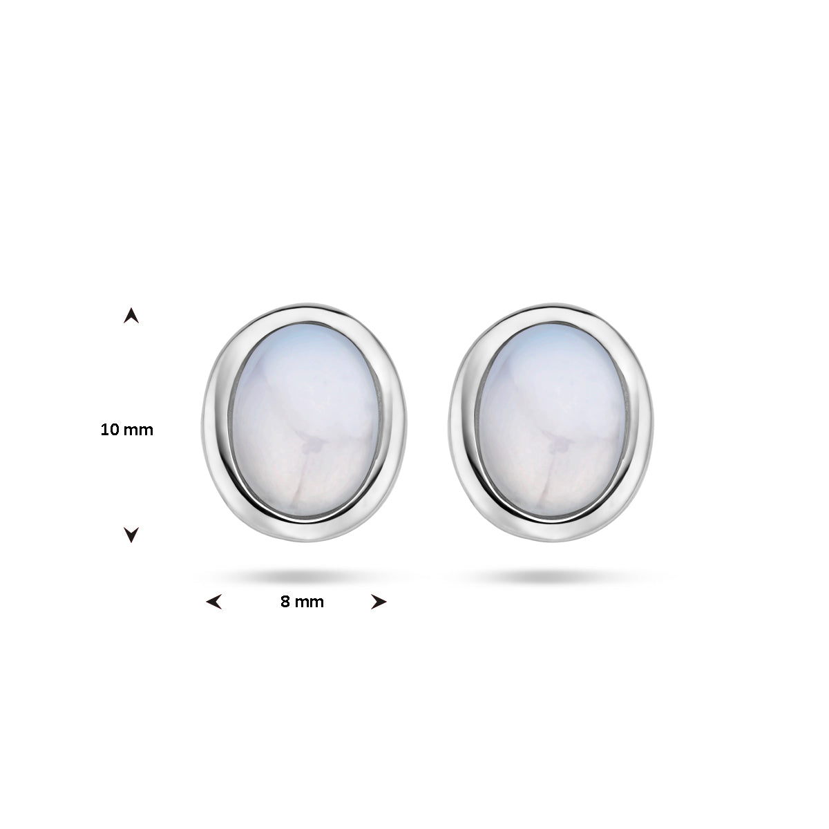 vDam Oorknoppen Wit Chalcedoon Zilver Gerhodineerd 1336639