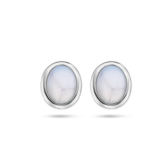 vDam Oorknoppen Wit Chalcedoon Zilver Gerhodineerd 1336639