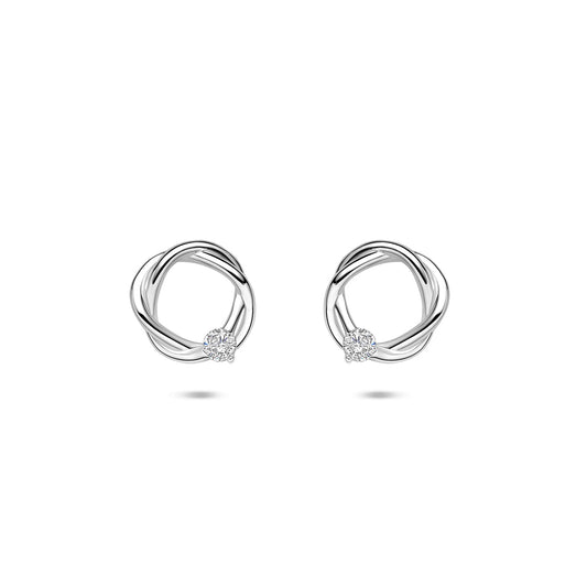 vDam Oorknoppen Zirkonia 10 Mm Zilver Gerhodineerd 1341265