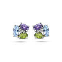 vDam Oorknoppen Zirkonia En Synth Edelstenen Zilver Gerhodineerd 1336555