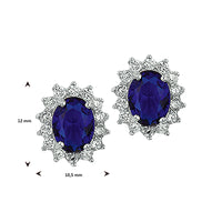 vDam Oorknoppen Zirkonia En Synthetische Saffier Halo Zilver Gerhodineerd 1326184