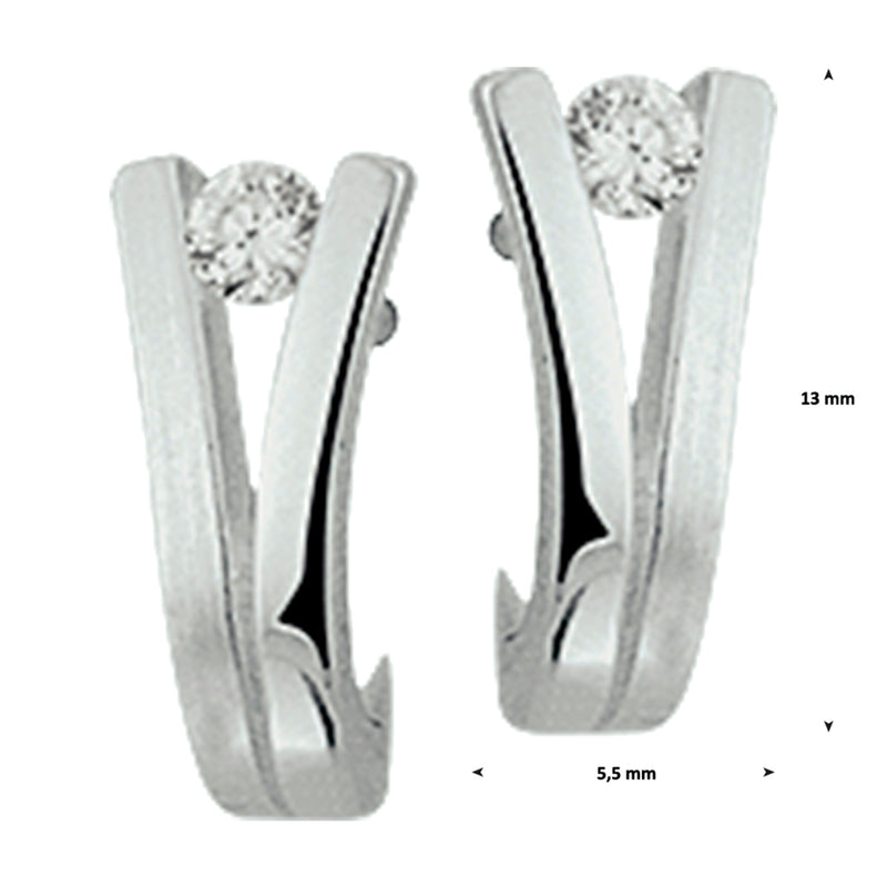 vDam Oorknoppen Zirkonia Poli/mat Zilver Gerhodineerd 1326944