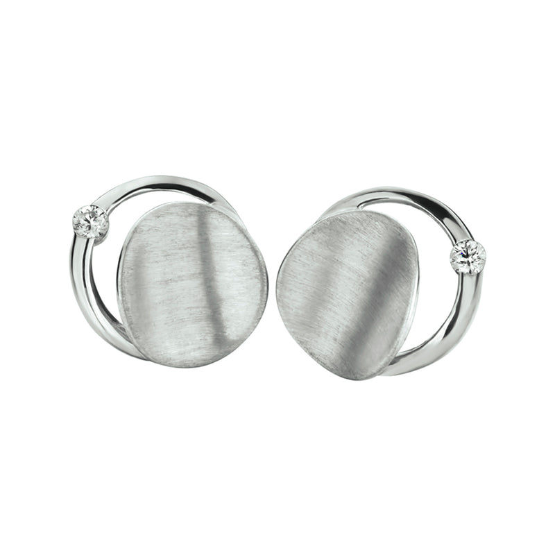 vDam Oorknoppen Zirkonia Poli/mat Zilver Gerhodineerd 1329921