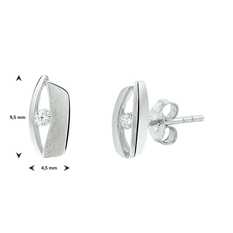 vDam Oorknoppen Zirkonia Poli/mat Zilver Gerhodineerd 1332880