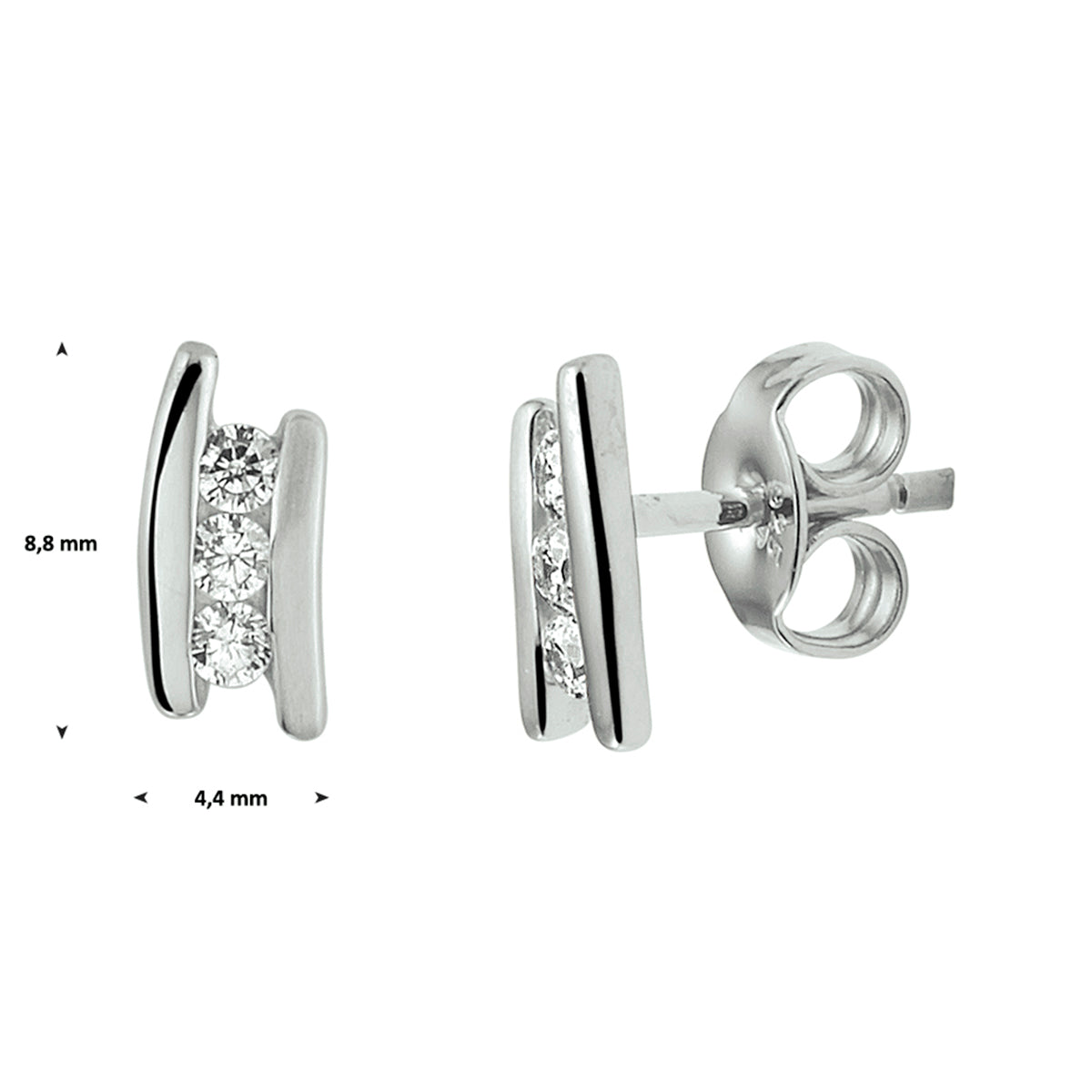 vDam Oorknoppen Zirkonia Zilver Gerhodineerd 1329168