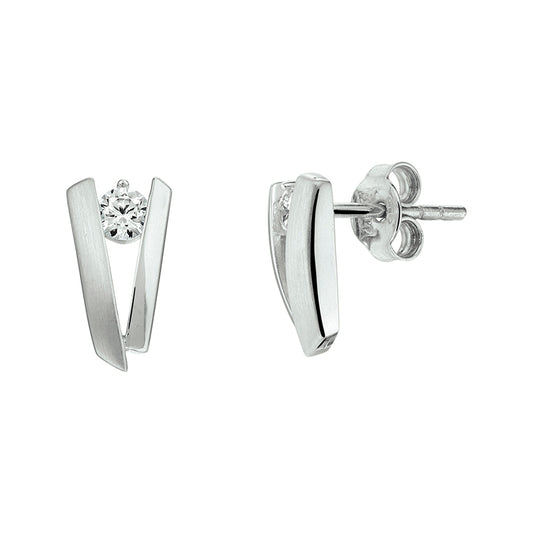 vDam Oorknoppen Zirkonia Zilver Gerhodineerd 1340238