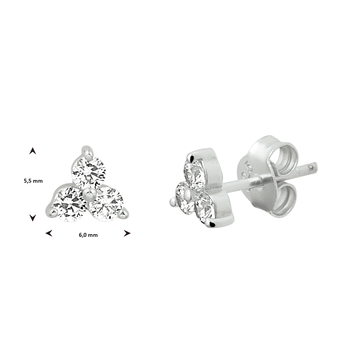 vDam Oorknoppen Zirkonia Zilver Gerhodineerd 1333473