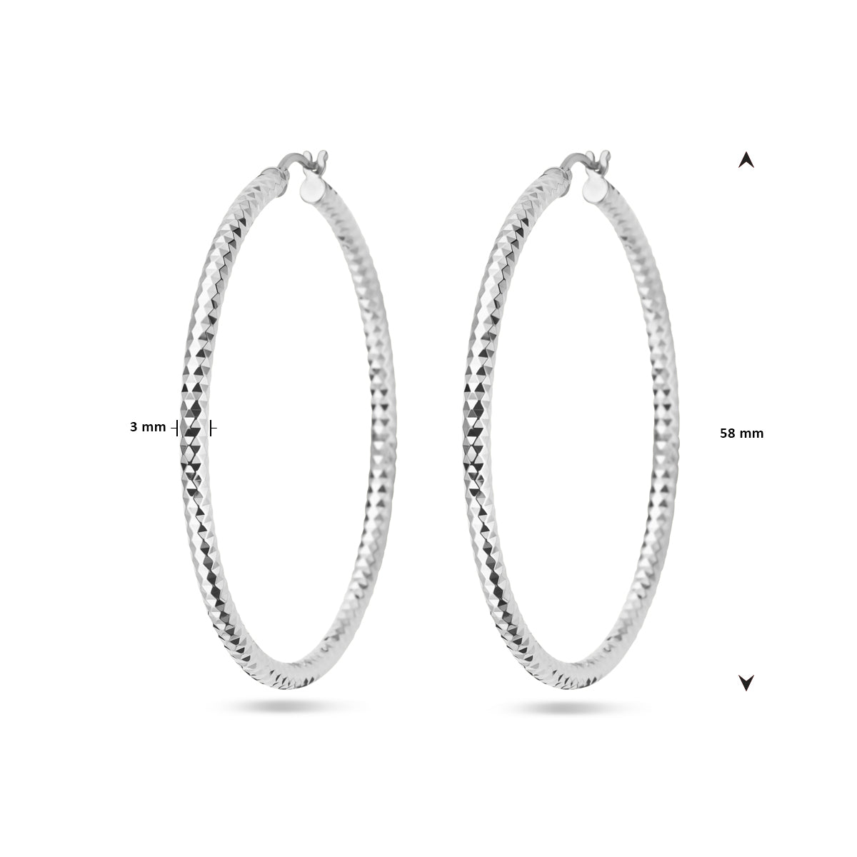 vDam Oorringen 3,0 Mm Ronde Buis Gediamanteerd Zilver Gerhodineerd 1338343