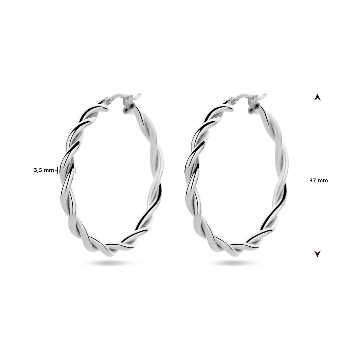 vDam Oorringen 3,5 Mm Gedraaide Buis Zilver Gerhodineerd 1338733