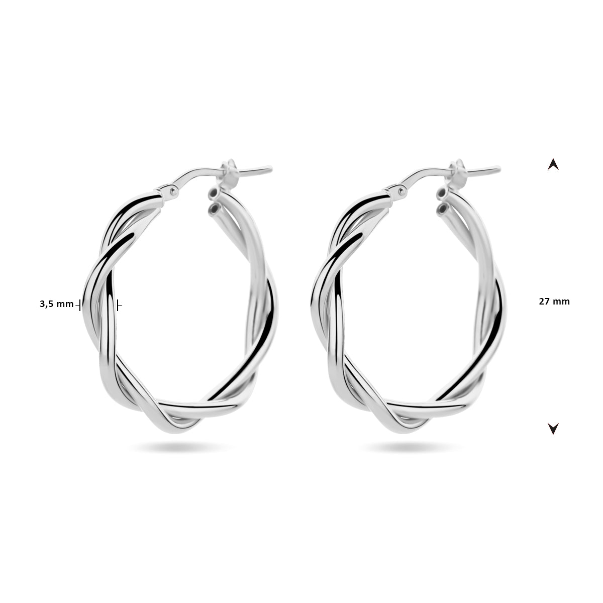 vDam Oorringen 3,5 Mm Gedraaide Buis Zilver Gerhodineerd 1338734