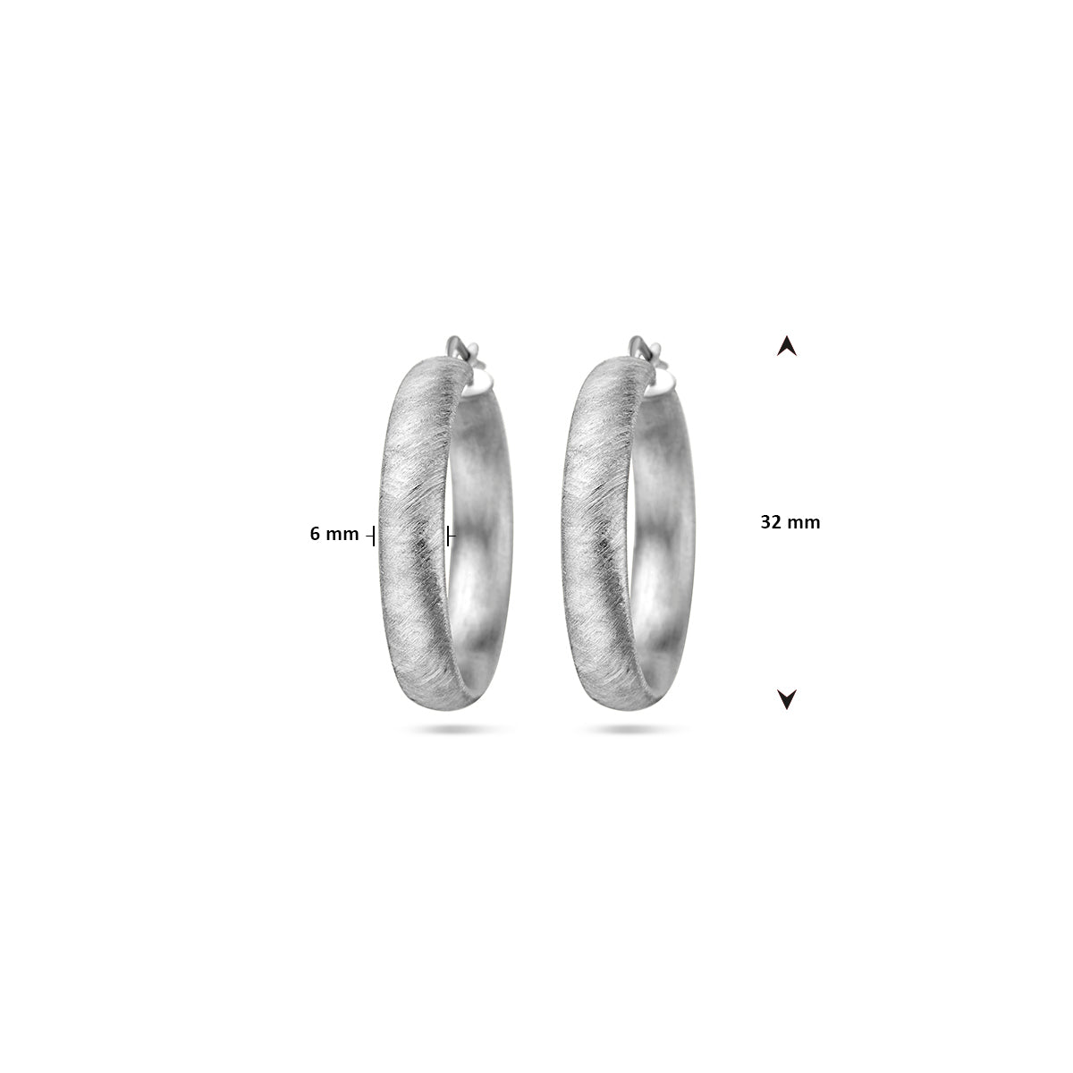 vDam Oorringen 6,0 Mm Halfronde Buis Gescratcht Zilver Gerhodineerd 1338224