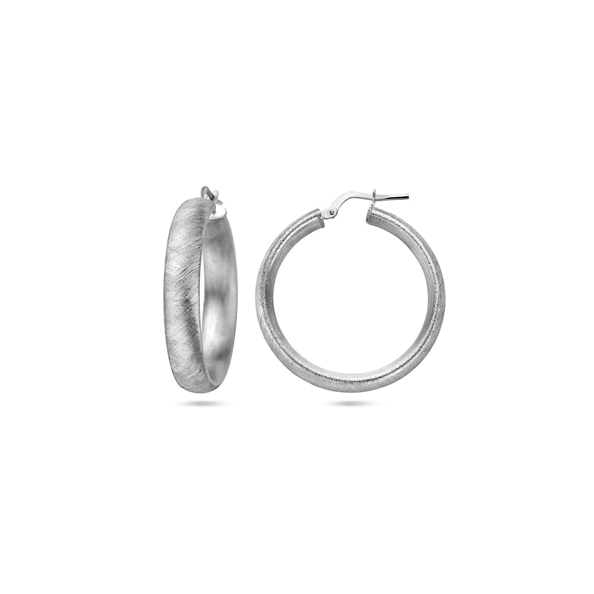 vDam Oorringen 6,0 Mm Halfronde Buis Gescratcht Zilver Gerhodineerd 1338224