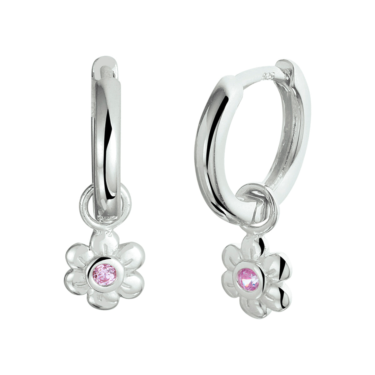 vDam Oorringen Bloem Roze Zirkonia Zilver Gerhodineerd 1340437
