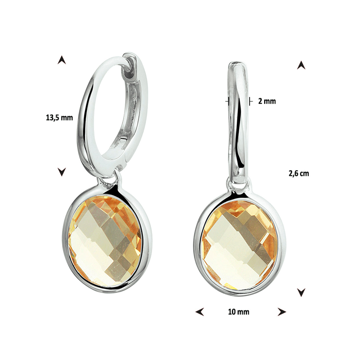 vDam Oorringen Citrien Zilver Gerhodineerd 1329475