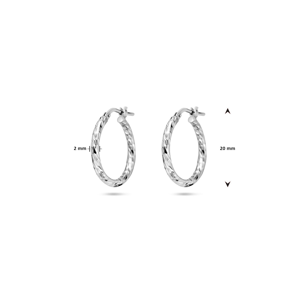 vDam Oorringen Gediamanteerd 2,0 Mm Zilver Gerhodineerd 1337976