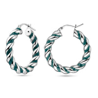 vDam Oorringen Gedraaid Donkergroen Emaille Zilver Gerhodineerd 1339027