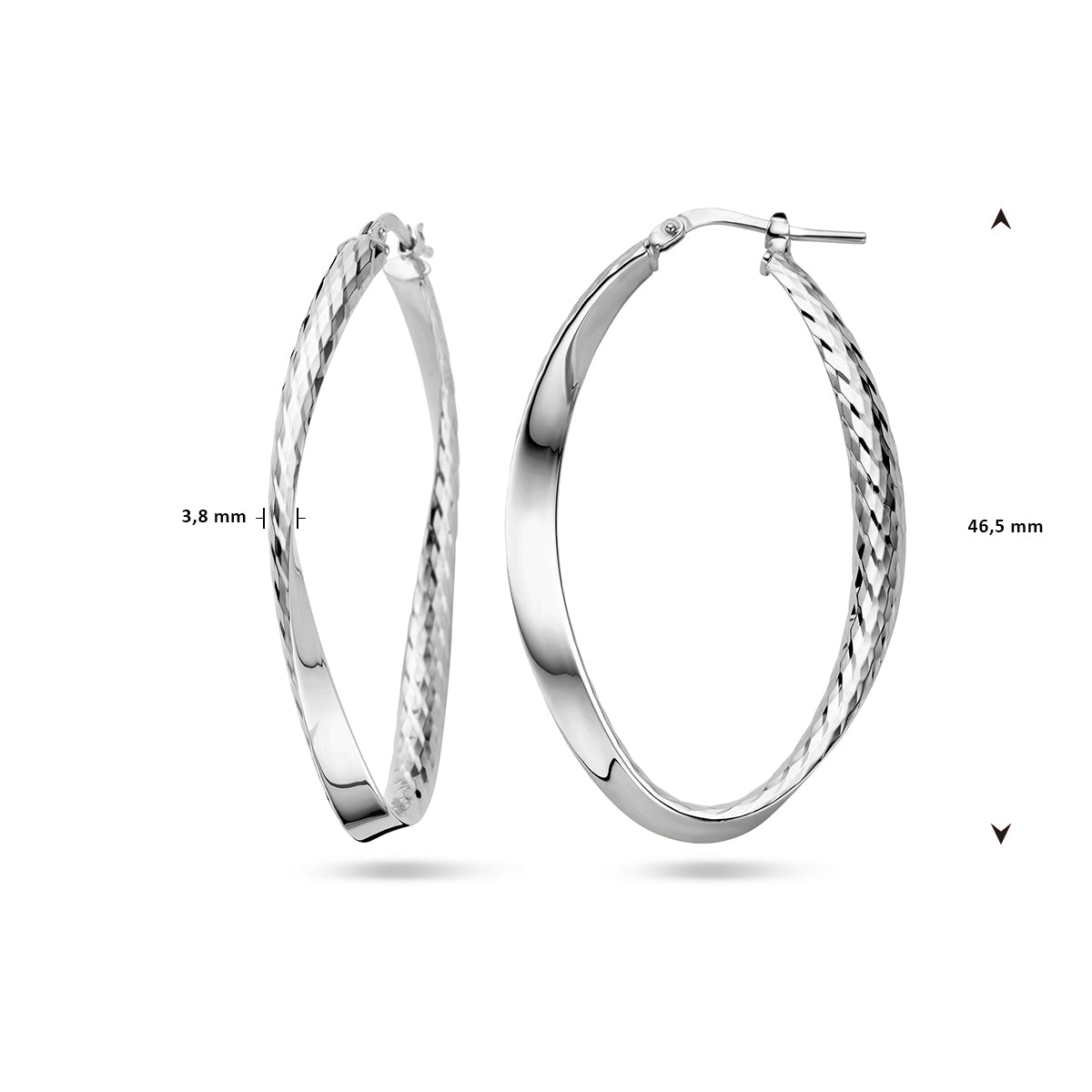 vDam Oorringen Gedraaid Gediamanteerd Zilver Gerhodineerd 1338225