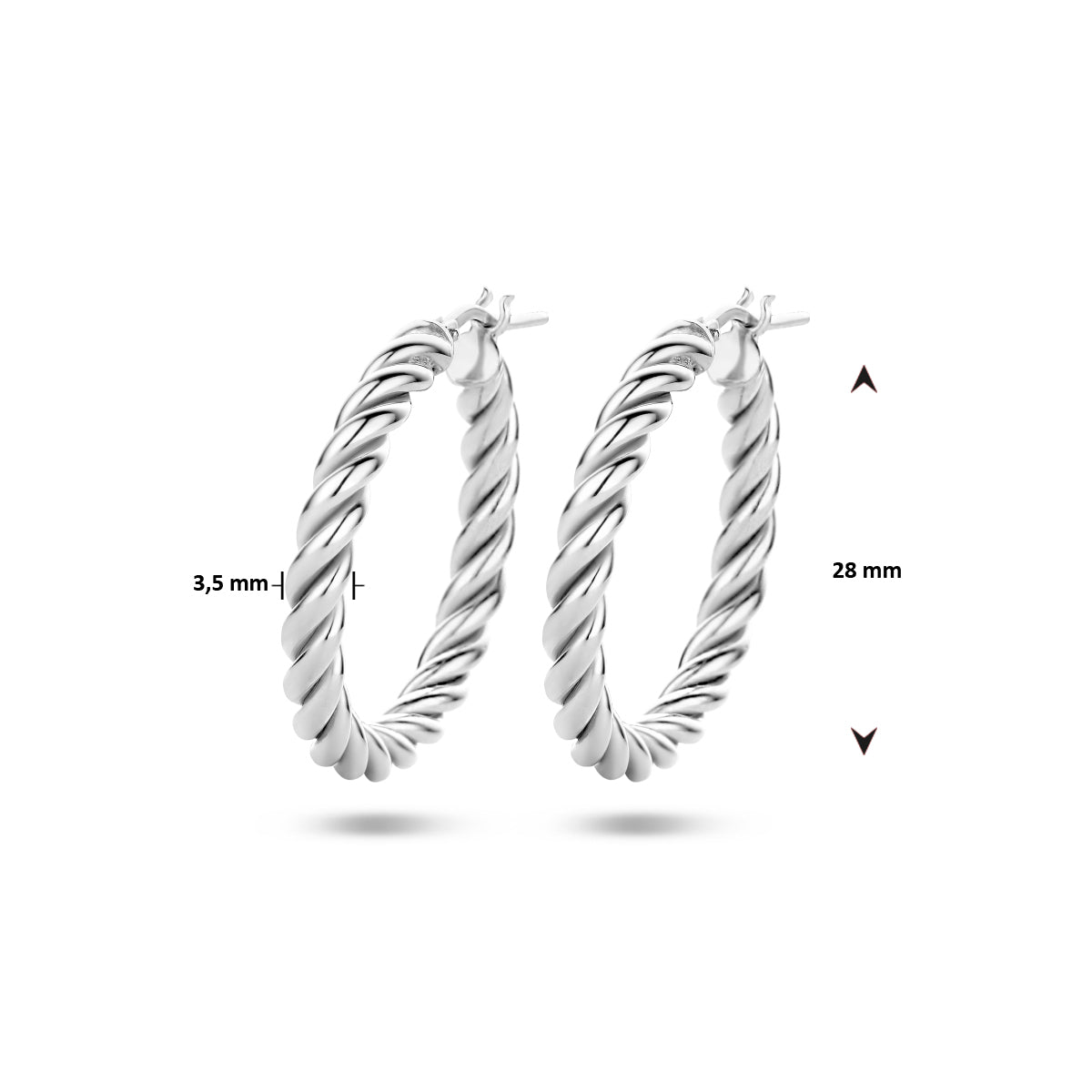 vDam Oorringen Gedraaid Zilver Gerhodineerd 1335501