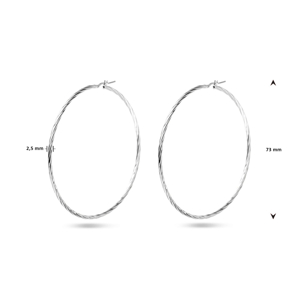vDam Oorringen Gedraaide Buis 2,5 Mm Zilver Gerhodineerd 1338620
