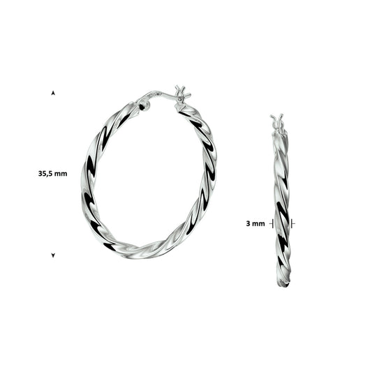 vDam Oorringen Gedraaide Buis Zilver Gerhodineerd 1328504