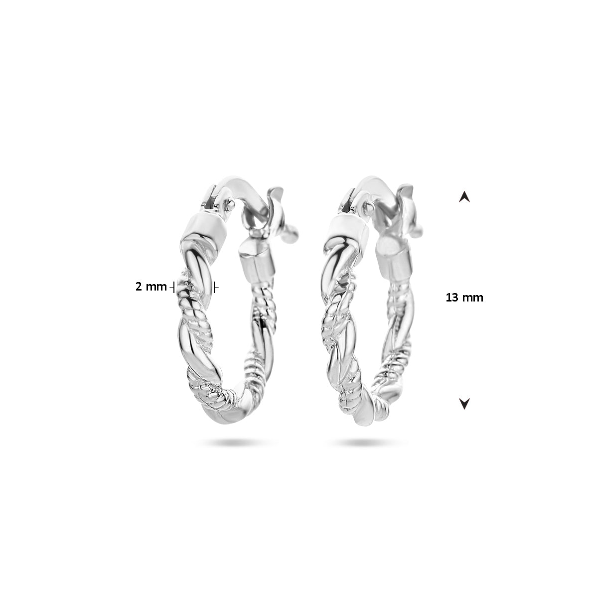 vDam Oorringen Gedraaide Buis Zilver Gerhodineerd 1336922