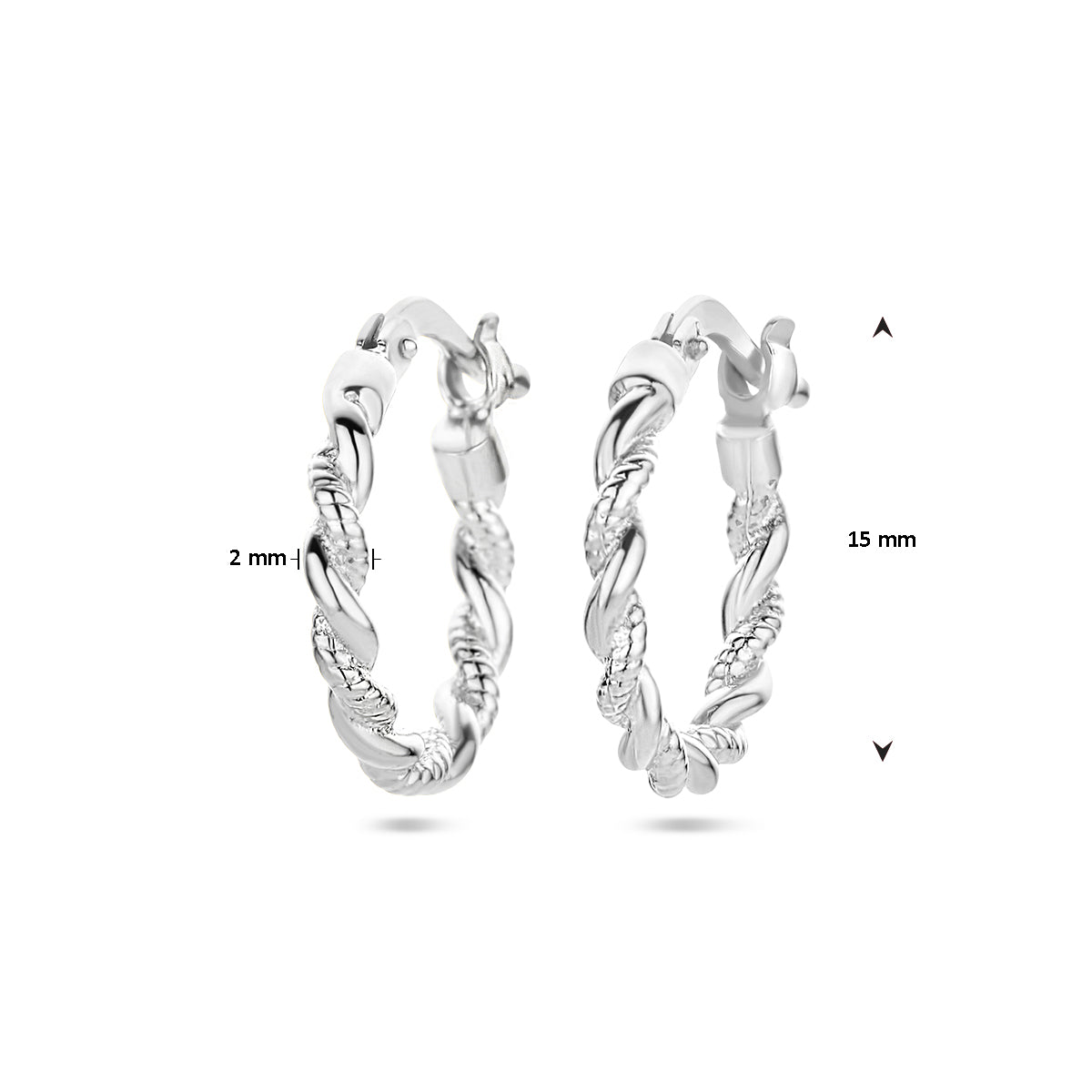 vDam Oorringen Gedraaide Buis Zilver Gerhodineerd 1336923