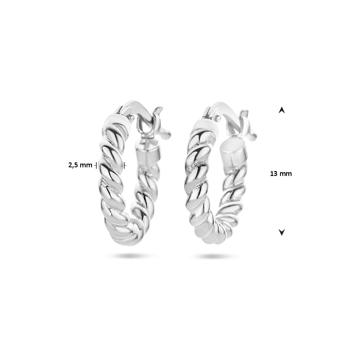 vDam Oorringen Gedraaide Buis Zilver Gerhodineerd 1336924